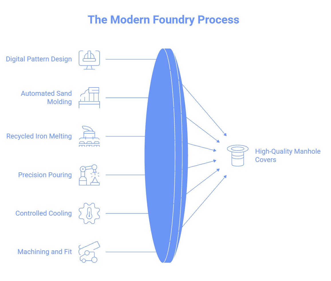 How are manhole covers made